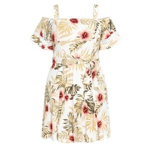 🎉4xHP🎉 NWOT City Chic Floral Summer Cold Shoulder Dress, 24 / XXL 🌺🌿